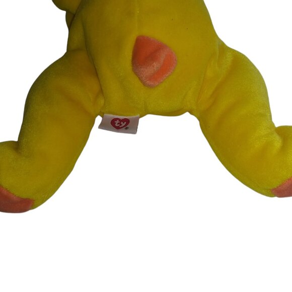 TY Pillow Pal Huggy the Bear Yellow Stuffed Plush Toy 13 Inch 1998 - Picture 4 of 6